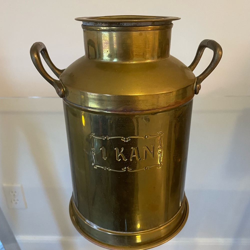 Vintage Brass Milk Can with Handles